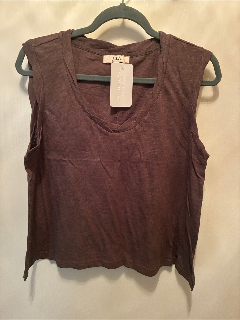 J.O.A. Relaxed V-Neck Sleeveless Tank Top - Brown